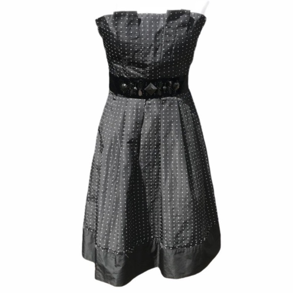 BCBGMAXAZRIA Black Strapless Polka Dot Homecoming Semi Formal Dress Size 4 - Picture 1 of 12